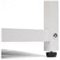 White metal and wood shelving unit with adjustable floor levelers 