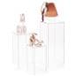 Clear nested display pedestal set with max weight capacity of 35 pounds each