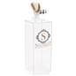 Clear acrylic pedestal with custom graphics and floor standing design