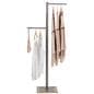 Boutique clothing rack with 15 inch wide by 17 inch deep base