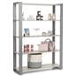 Modern retail display shelving with 48 inch wide by 16 inch deep shelves