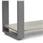 Modern retail display shelving with adjustable foot levels