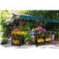 Greenhouse 3-tier plant shelf with top grid platform surfaces