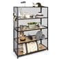 Metal mesh wood bookcase shelving with 33 pound weight capacity per shelf