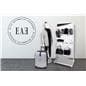 Rolling slatwall stand with sleek and modern design