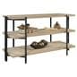 Wooden console table with shelves and steel construction 