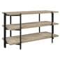 Wooden console table with shelves and powder coated frame
