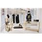 Narrow etagere with glass shelves with mirrored finish 