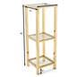 Narrow etagere with glass shelves durable steel and tempered glass build