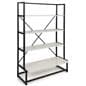 Folding multi-tier retail shelving with white laminated paulownia wood shelves 