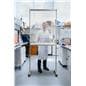 Portable acrylic sneeze guard with built-in MDF countertop