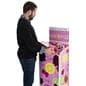 Vertical custom retail beverage rack with spring loaded base 