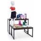 3-Piece rustic nesting table with black powder coated metal