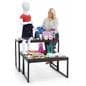 3-Piece rustic nesting table has a combined width of 70 inches when bottom tables are placed together
