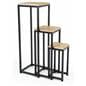 Wooden display tables with natural wood tops