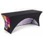 8' event table package with custom spandex cover and LED light kit with open back design