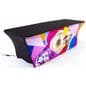Black stretch top and back on 8' event table package with custom spandex cover and LED light kit