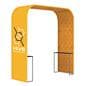 Square arch trade show booth with custom printed graphics