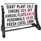 48 x 36 swinging letter sidewalk sign with tracks for five rows of messaging on each side