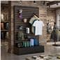 L-shaped slatwall panel display with 6 inch tall base
