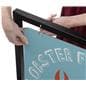 22x28 black metal sidewalk sign holder with ring attachments