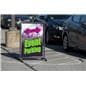 Outdoor 24x36 custom swinging black sidewalk hang sign