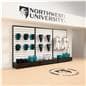 Slatwall gondola shelving unit in college store