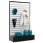 Slatwall gondola shelving unit with floor levelers
