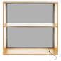 Backlit trade show counter with a back shelf 