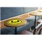 Bilingual social distancing table decal with 14 inch UV pre-printed graphic
