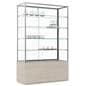 Retail glass display cabinet with wheels for mobility