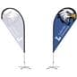 Single-Sided Replacement Flag for TDFKIT Custom Teardrop Flags showing the front and back of the 6' flag with a graphic printed on one side and the other side opaque