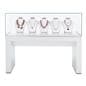 Glass display table case is 48 inches wide by 48 inches tall 