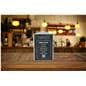 Table sign holder on countertop in cafe