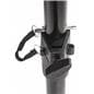 Metal security pin and tool-free knobs on TV tripod mount 