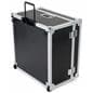 Trade show floor tile carrying case upright on wheels