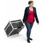 Trade show floor tile carrying case shown with extendable pull handle