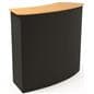 Curved exhibit booth backwall set with pop-up counter