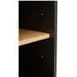 Two tone retail showcase with wooden shelves 