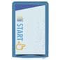 Pre-printed table graphic for sanitizer banner stand with holes for mounting dispenser and drip tray