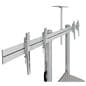 Dual screen tv stand with silver camera tray