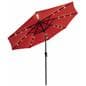 Red LED Patio Market Umbrella Powered by Solar Energy