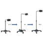 L-arm adjustable tablet holder with wheels and height adjustable settings