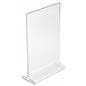 Recycled acrylic tabletop sign holders made with 95% repurposed plastic material