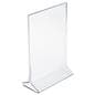 Recycled acrylic tabletop sign holders with dual-sided clear plastic lenses