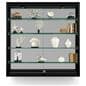 LED wall showcase with glass shelves
