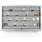 Wall mounted display cabinet with led lights and glass shelves