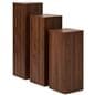 Wood grain pedestals with tiered heights with floor standing design