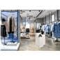 Melamine White Laminate Pedestal in retail space