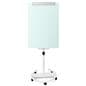 Mobile glass whiteboard with top clamp for securing materials
